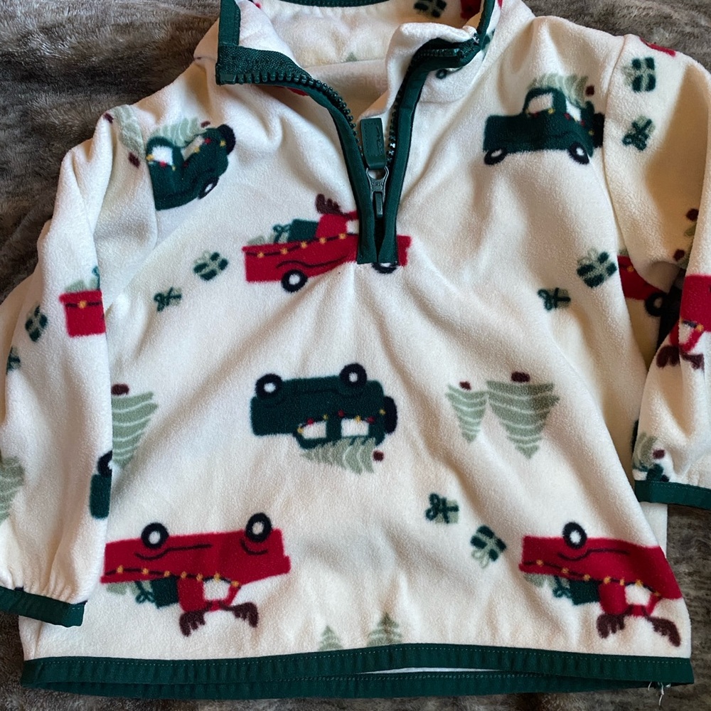 Festive Fleece Pullover - Red, Green, White